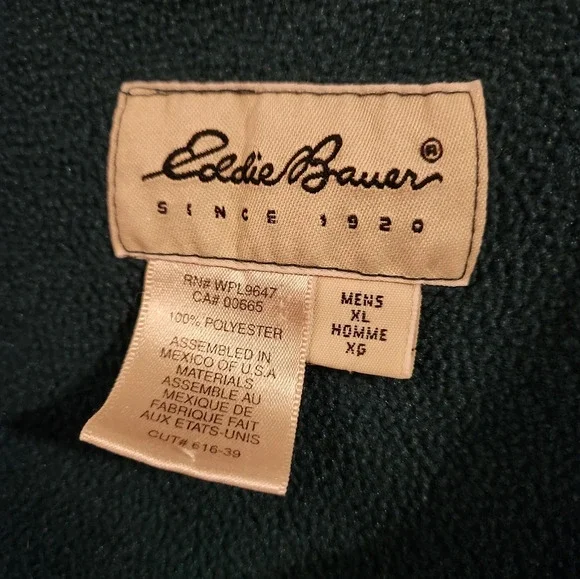 Eddie Bauer Men's XL Dark Hunter Green Fleece Pullover - Picture 8 of 10